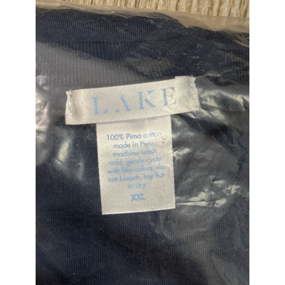 LAKE Men's Pima Pocket Long Pajama Set Navy Breton Stripe XXL NWT - Picture 3 of 5